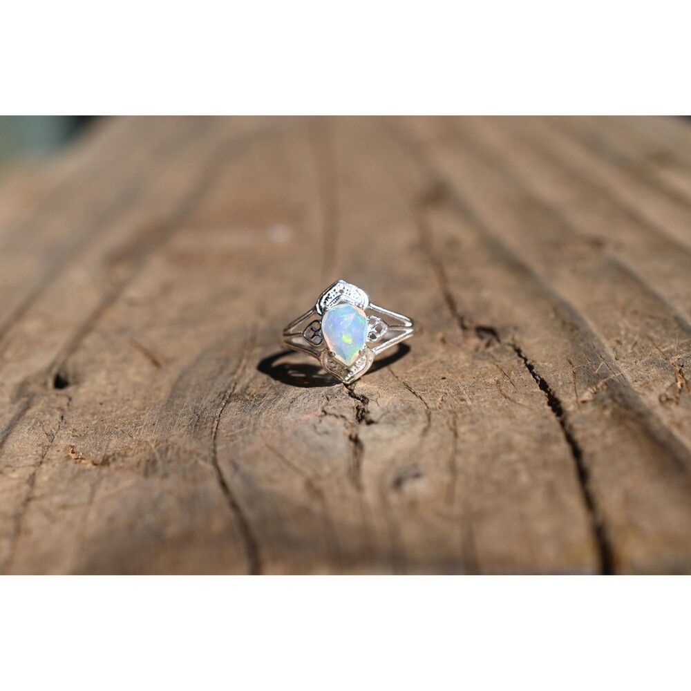 Ethiopian Opal engagement ring size 9 in 925 sterling silver